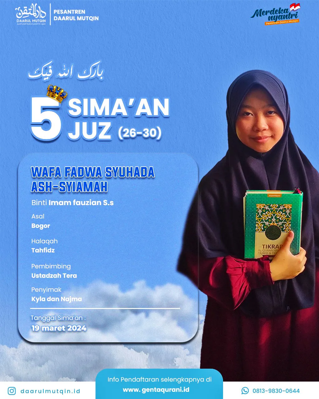 Wafa Fadwa Syuhada Ash Shiyamah Simaan 5 Juz