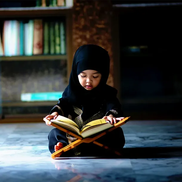 Ilustrasi Anak Kecil Membaca Al-Quran. Sumber: inspiredpencil.com