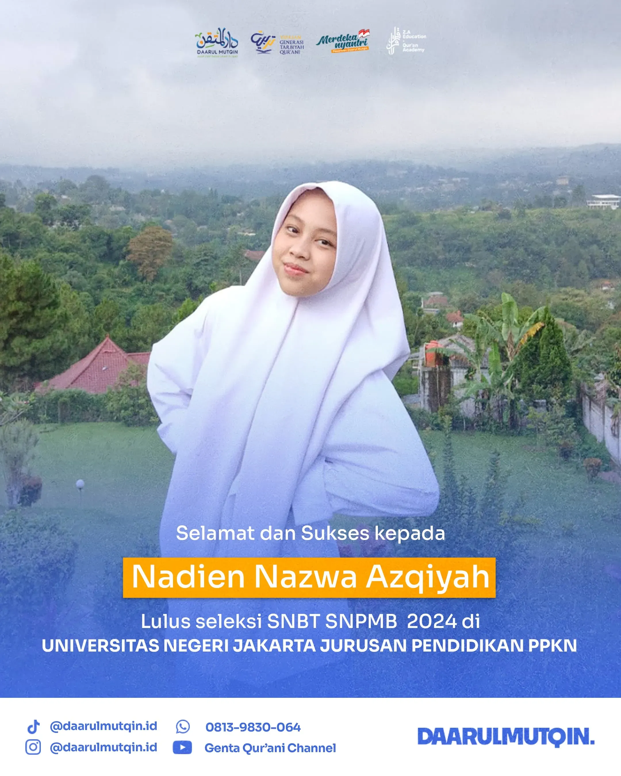 Santri Daarul Mutqin: Nadien Nazwa Azqiyah